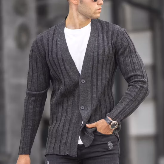 Einfarbiger Herren-Pullover-Mantel-Cardigan für den Winter in Übergröße