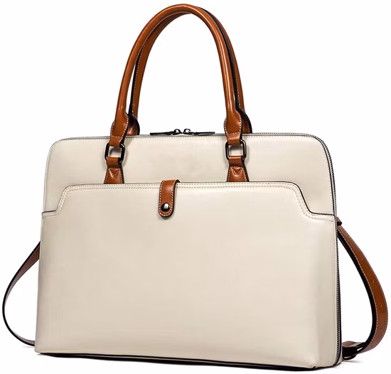 Schlanke Business-Aktentasche mit großem Fassungsvermögen, Ölwachs, PU-Leder, 15,6-Zoll-Laptop, Damen-Schulterhandtasche