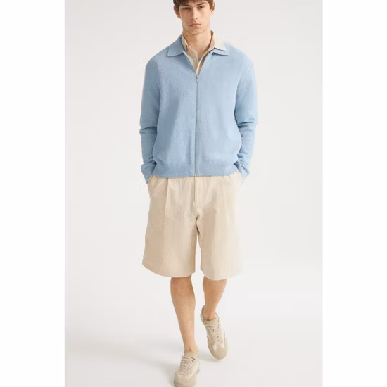 Lang geschnittener, dicker Strick-Cardigan für Herren mit Reißverschluss zum günstigen Preis